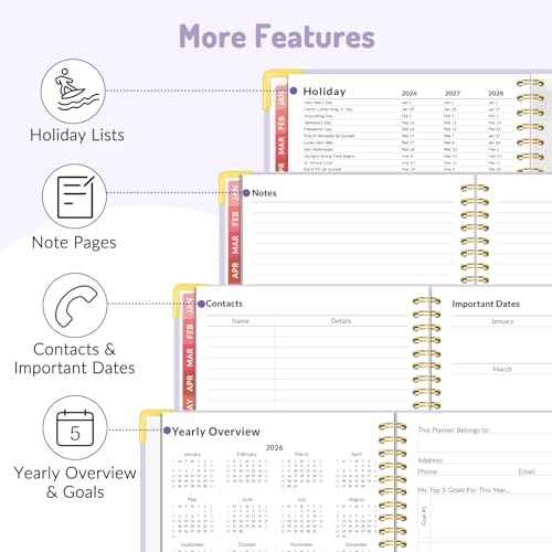 2026 Planner, Forvencer Calendar Planner Weekly and Monthly, January 2026-December 2026, 8.5" X 11", Hardcover Agenda Book with Tabs, Cute Daily Journal Planning with Inner Pocket, Home College Organizer Notebook for Office School Supplies, A4, Purple