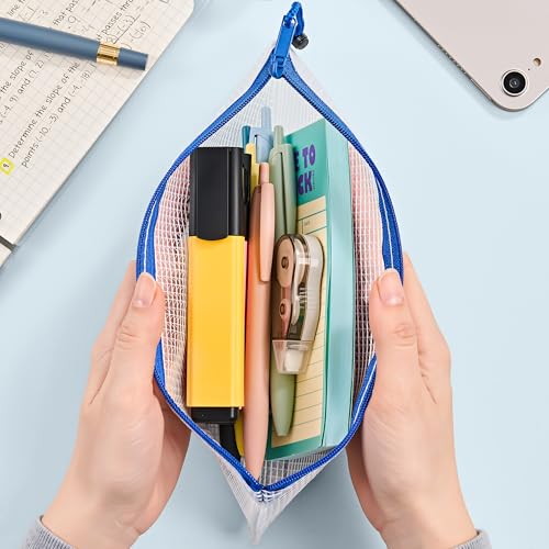 24 Pack Waterproof Mesh Zipper Pouch Bags - A6 Size Pencil & Storage Organizer