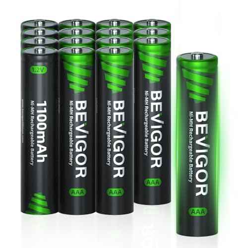 BEVIGOR Rechargeable AAA Batteries, 1100 mAh High Capacity, LSD Low Self Discharge Technology, 1.2V NiMH AAA Batteries,Telephone Batteries, Long-Lasting Triple AAA Rechargeable Batteries 16 Count