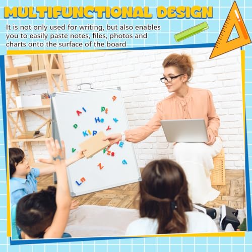 Lincia 24 x 18 Inch Portable Dry Erase Board with Stand, Foldable White Board Double Sided Whiteboard Easel, Silver Aluminum Frame with Metal Handle for Office Home School Teaching Demonstration