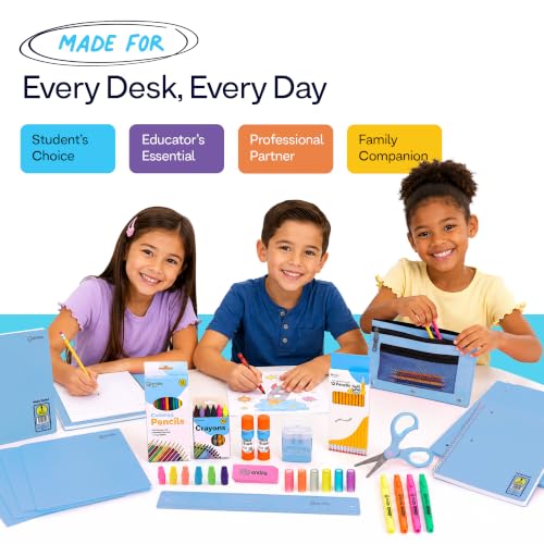 Enday Kids School Supplies Kit Blue - 78 Items for Grades K-5