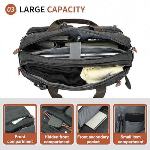 Canvas Laptop Backpack for Men, Versatile 3-in-1 Design and Pockets for Organized Storage