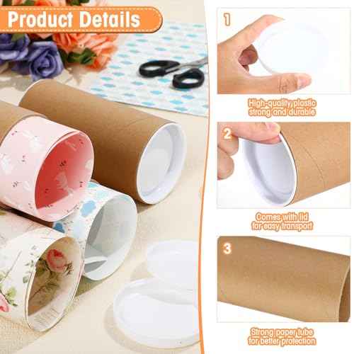 Yeaqee 20 Pack Mailing Tubes with Caps Poster Holder Tube 3 x 6 Inch Round Cardboard Mailers for Artwork Advent Calendars Classroom Craft Shipping DIY Projects Gifts Packing Maps Packaging, Brown
