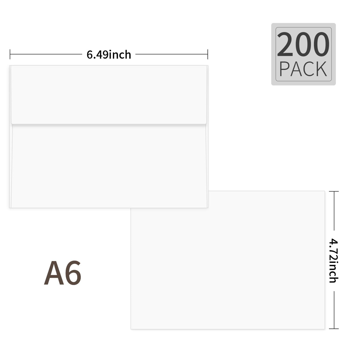 Ouzoustate 200 Pack White 4x6 Envelopes A6 Invitation Envelopes Self Seal for Wedding Birthday Party Baby Shower Thank you Notes, Greeting Cards (200, A6)