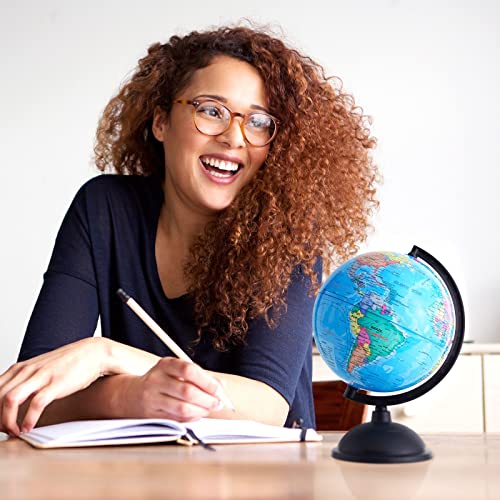 Juvale 8-Inch Multicolor World Globe for Kids & Classroom - Educational Desk Globe with Plastic Stand