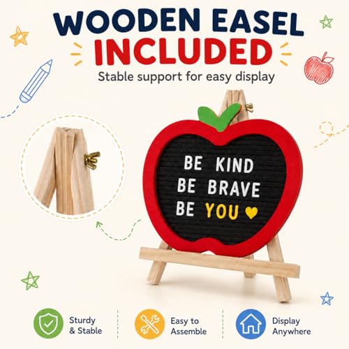 Felt Letter Board with Wooden Easel and Colorful Letters - 10x9 inch