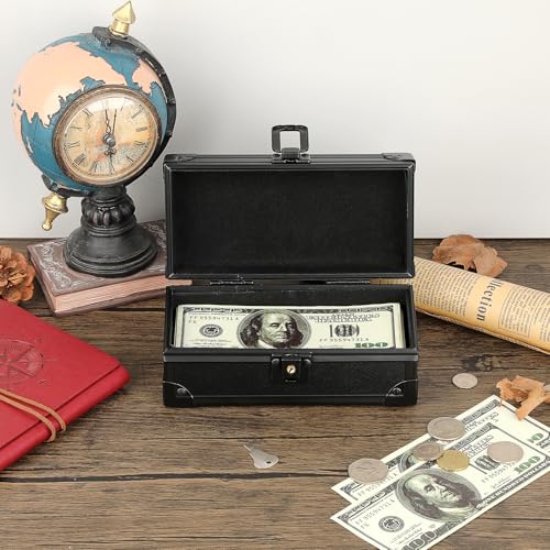 Hipiwe Small Black Aluminum Lockable Cash Box – 6.9 x 3.3 x 2.9 in