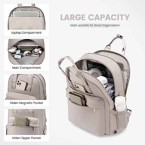 LOVEVOOK Laptop Backpack for Women, 17 Inch Travel Laptop Bag with USB Port, Waterproof Computer Backpack Purse for Work Teacher Nurse, Durable Casual Daypack