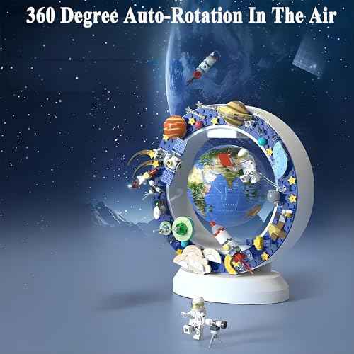 Floating Globe With Led Light-With Building Blocks For Children,Levitating Rotating 360 Degree In The Air,Cool Tech Gift For Kids, Birthday Gifts For Men,Desk Gadget Decor in Office Home