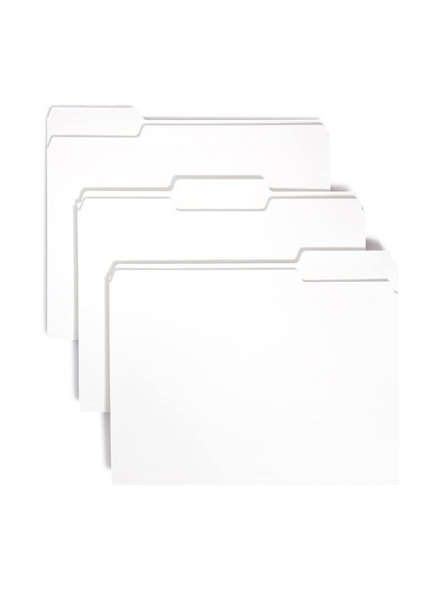 Smead Standard File Folders, 100 Count, White, 1/3-Cut Tabs, Letter Size (12843)