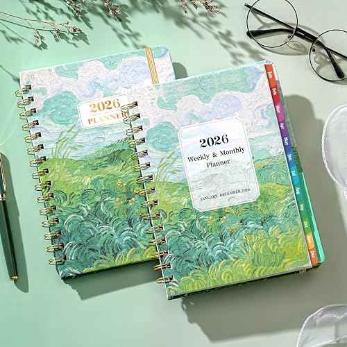 2026 Planner - 2026 Planner Weekly and Monthly, Jan. 2026 - Dec. 2026, 6.4" x 8.5" Calendar 2026 with Monthly Tabs, Premium Paper, Strong Twin-wire, Green