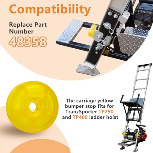 48358 Carriage Stop Roller Yellow Bumper Stop Replacement Parts for TranzSporter TP-250 and TP-400 Ladder Hoist (2 Pack)