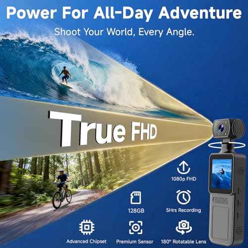 1080P HD Body Camera with Stabilization | 1500mAh Battery for 5Hrs Recording | WiFi & OTG Smartphone Connect | 180¡Æ Rotatable Lens | Wearable Camera for Vlogging, Motorcycle Riding, Police Evidence
