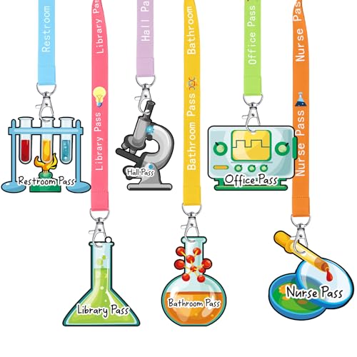 Eersida Chemical Style Hall Pass Lanyards Set – 6 Waterproof ID Badge Holders