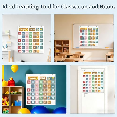 Yoink White Classroom Calendar Pocket Chart with 77 Cards, 46 Pockets - Preschool & Homeschool Learning Tool