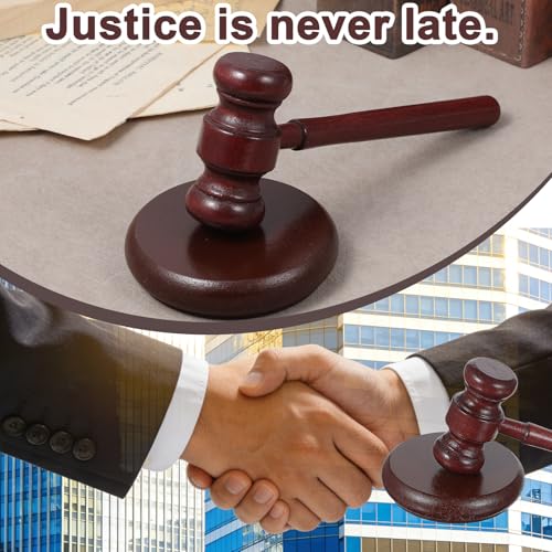 Judge Gavel and Sound Block Set - Wooden Courtroom Hammer for Legal & Auction Use