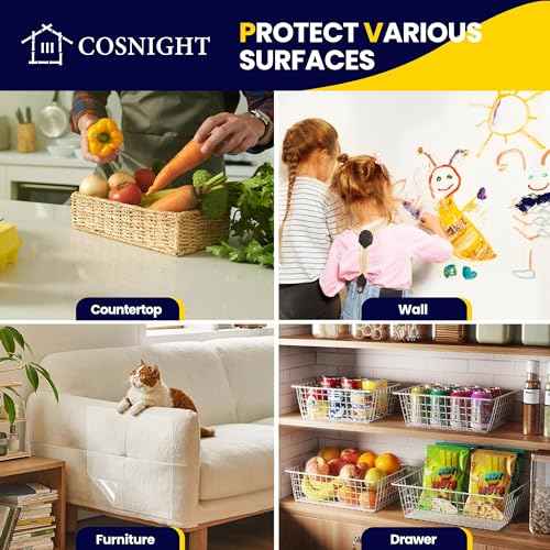 COSNIGHT Clear Contact Paper Peel and Stick for Book Cover Protector 17.7in x 5ft/Roll, Clear Self Adhesive to Cover Books and Documents