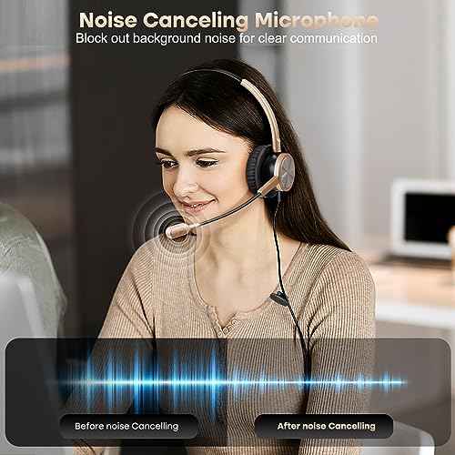 MAIRDI Phone Headset with RJ9 & 3.5mm Jacks for Call Center Office Deskphone Cell Phone PC Laptop, Landline Telephone Headset with Microphone Noise Canceling for Polycom Avaya Nortel