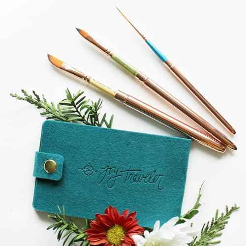 Set of 3 Travel Watercolor Brushes in Inspirational Pouch Designed for Watercolor, Gouache and Acrylic Paints