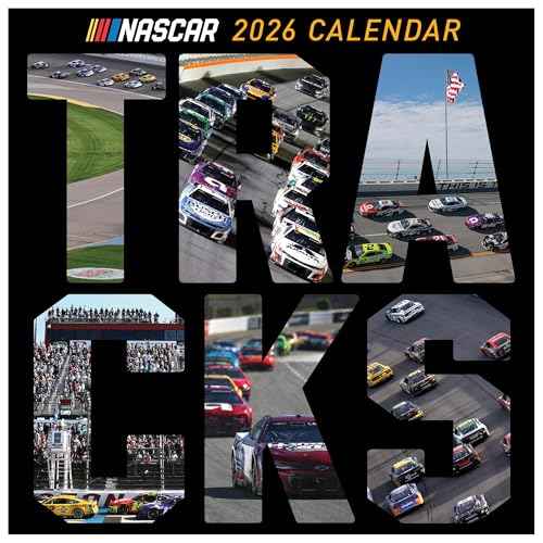 TF Publishing 2026 Nascar Tracks Wall Calendar - Large Grids for Appointments and Scheduling - Vertical Monthly Wall Calendar 2026 with Premium Gloss Paper for Home and Office Organization - 12x12in