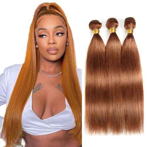 #30 Brown Bundles Human Hair Straight Bundles 20 20 20 Inch Light Brown Straight Bundle Unprocessed Brazilian Virgin Weave Hair 3 Bundle 50 Gram Per Bundle