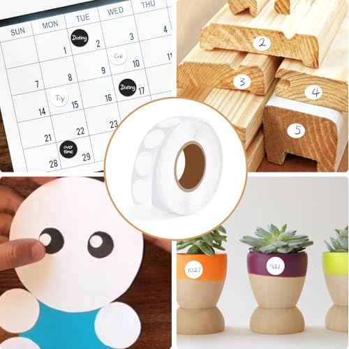 1000 PCS Dot Stickers 1/2 Inch Circle Small Round Coding Labels, Blank White Color Sticky Dots for Yard Sale Office Shop Home Marking (White)