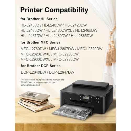 Miss Deer TN830XL Toner Cartridge, Compatible Replacement for Brother TN830 XL/V/R TN 830XL TN 830 for HL-L2460DW DCP-L2640DW HL-L2405W MFC-L2820DW MFC-L2900DW HL-L2480DW Printer High Yield (2 Black)