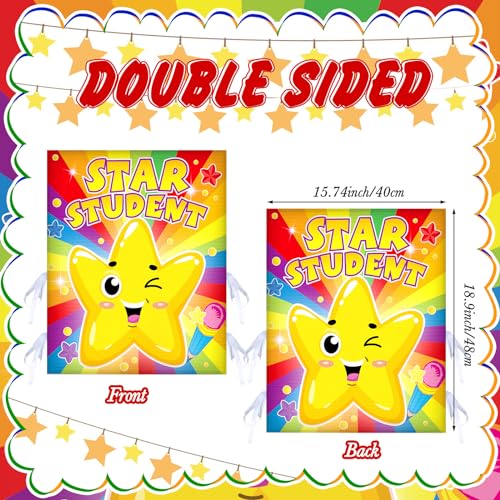 HunnmingRe 2 Pcs Star Student Chair Covers for Classroom Kids (18.9 x 15.75 in)