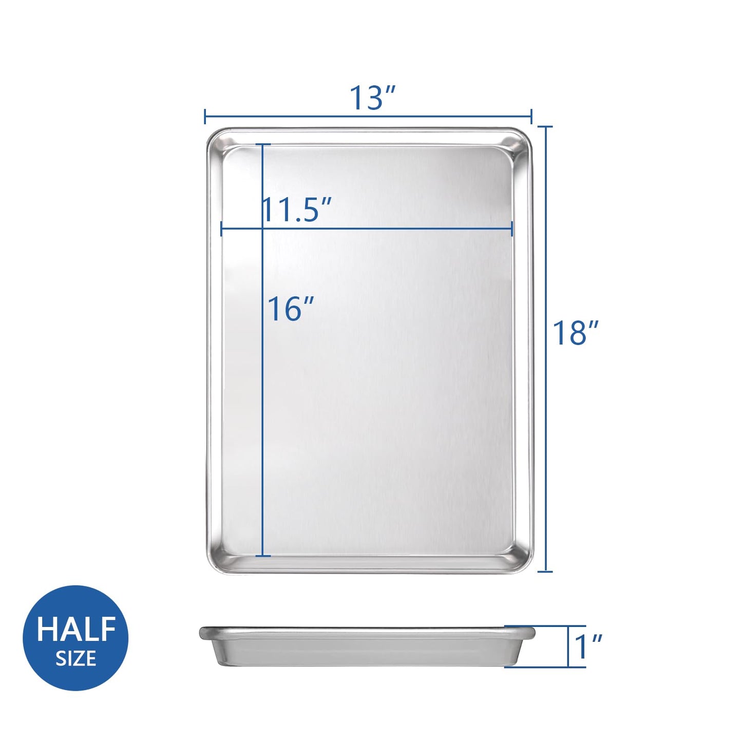 HARDURA Aluminum Baking Sheet Pan 18”L X 13”W X 1”H Cookie Sheet, 6Packs, For Oven in Bakery & Restaurant, Kitchen