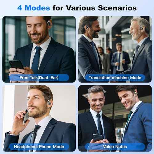 AI Translation Earbuds, 144 Language Translator Earbuds Audifonos Traductores Ingl?s Espa?ol, 3-in-1 Translating Device, 80H Battery Life,Translate Ear Buds for Travel Learning, No Subscription