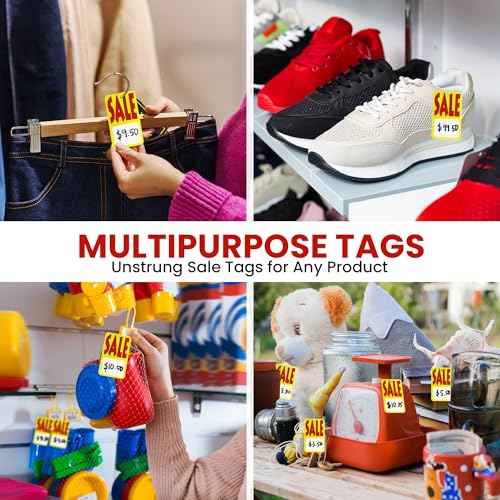 Perco Sale Price Tags Unstrung - Large Red, Yellow & White Retail Labels (5000 Tags)
