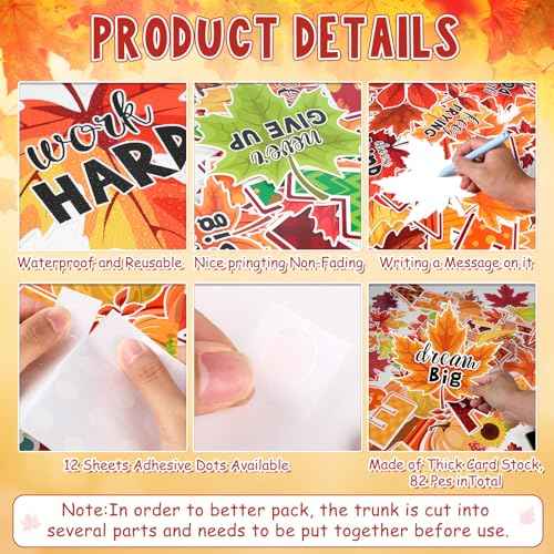 82Pcs Fall Bulletin Board Classroom Decorations Set,Autumn Maple Leaves Paper Cutouts Inspirational Posters Be Leaf in Yourself Wall Decor for School Chalkboard Office Home Thanks Giving Supplies