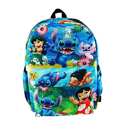 Lilo And Stitch Deluxe Oversize Print Large 16" Backpack with Laptop Compartment - A19563 Multi-color