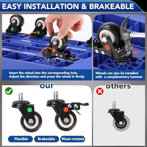 Folding Hand Truck Lightweight Hand Truck Dolly Foldable,Luggage cart with 6 Rotate Wheels, Utility Cart with Adjustable Handle,Collapsible Dolly for Moving-Blue