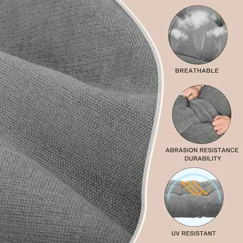 Rocking Chair Cushion - Chenille Fabric, High-Density Sponge, Durable Comfort Double-Sided Tufted Seat Pads with Ties, Chenille?Pearl Light Grey, 44x19x4 inch