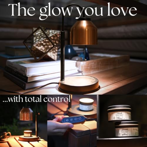 Candle Warmer Lamp with Timer & Dimmer, Copper Shade with 2 Scented Candles & 2 Bulbs, Gifts for Women, Mom, or Housewarming ? Home Decor