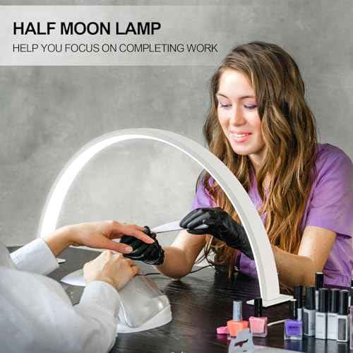 Nail Lamp for Desk, 18.5in Diameter Half Moon Lamp with 3 Color Modes & 10-Level Adjustable Brightness, Desk Lamp for Nail Tech, Lash Extensions, Facial Spa, Manicure(8.66¡± Hx 18.5¡± W)