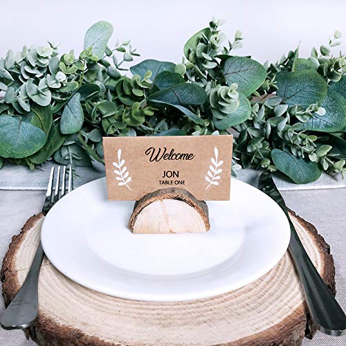Rustic Wood Wedding Place Card Holders with Kraft Tented Cards Set