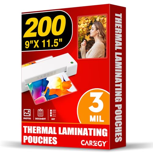 CAREGY 3Mil Thermal Laminating Pouches 9 x 11.5 Inch, 200 Pack for Office & Home