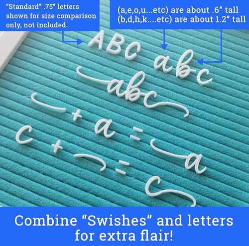 Letterglyph Basic Lowercase Cursive Letter Set for Felt Letterboards, 150+ Pre-Cut Script Letters