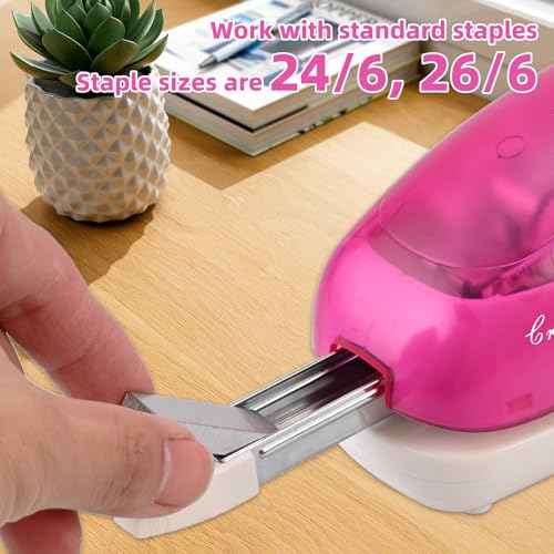 Electric Stapler-Pink,Including 2000 Staples and 1 Staple Remover, Suitable for Palm Size and high Comfort£¬25 Sheet Capacity, AC Adapter or Battery Powered£¬Battery not Included