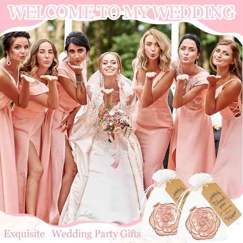 24 Sets Rose Compact Mirrors Brush Bulk Quinceanera Party Favors for Guests Travel Mirror Thank You Gifts Bulk for Sweet 16 15 Party Favors Bridal Shower Wedding Souvenirs(Rose Gold)