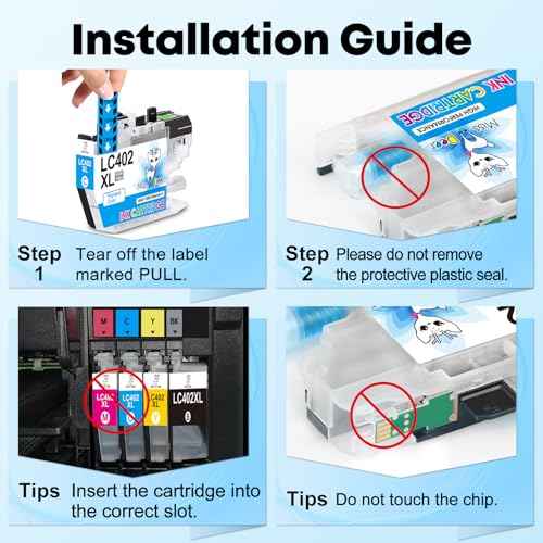 Miss Deer LC402XL High Yield Ink Cartridges(New Chips) for Brother Printer Replacement for Brother LC402XL LC402,Work for Brother MFC-J5340DW MFC-J6540DW MFC-J6940DW Printer,4 Pack