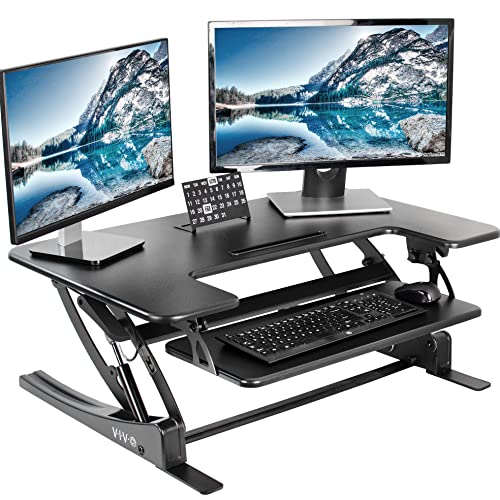 VIVO Black 36-Inch Standing Desk Converter with Adjustable Height, Model DESK-V000V