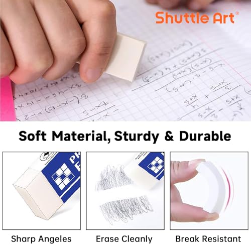 Erasers, Shuttle Art 144 Pack Premium Eraser Bulk, White Erasers Classroom Set for Kids Teachers as School and Office Supplies
