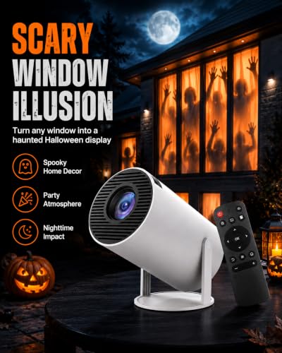 720P Halloween Window Projector with 180° Rotating Lens and Screen Mirroring