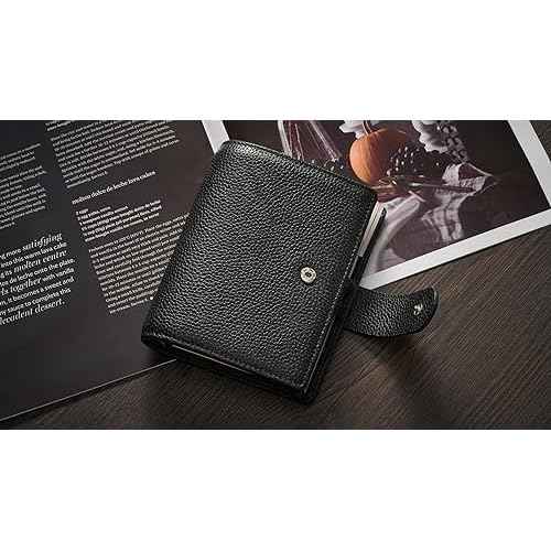 Leather A7 Binder Wallet, Refillable 6-Ring Pocket Size Ring Planner, Deluxe Planner Organizer with Planner Inserts and Exquisite Package (Black)
