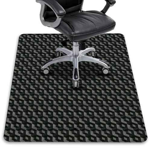 Office Chair Mat for Hardwood Floors, 48" x 36" Black 3D Pattern PVC Chair Mat, Heavy Duty Floor Protector for Rolling Chair, Easy Glide and Clean, Under Computer Desk Floor Mat for Home & Office Use