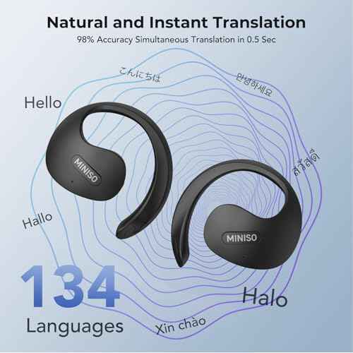 MINISO X15 PRO Translation Earbuds Real Time Translator Earbuds Wireless Bluetooth 5.4 Open Ear AI Headphones for 135 Languages Translation Ear Buds with Earhooks Support Playing Music Phone Calls