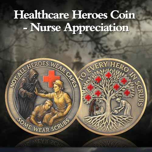 Healthcare Worker Challenge Coin - Medical Hero Coin - Red Cross Guardian Tree Nurse Coin - Thank You Tribute Medallion Medical Appreciation Gift for Frontline Workers (5 PCS)